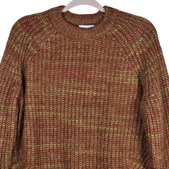 Evereve Sweater Womens Small Brown Orange Tillie Ombre Space Dye Crewneck Knit - Picture 2 of 13